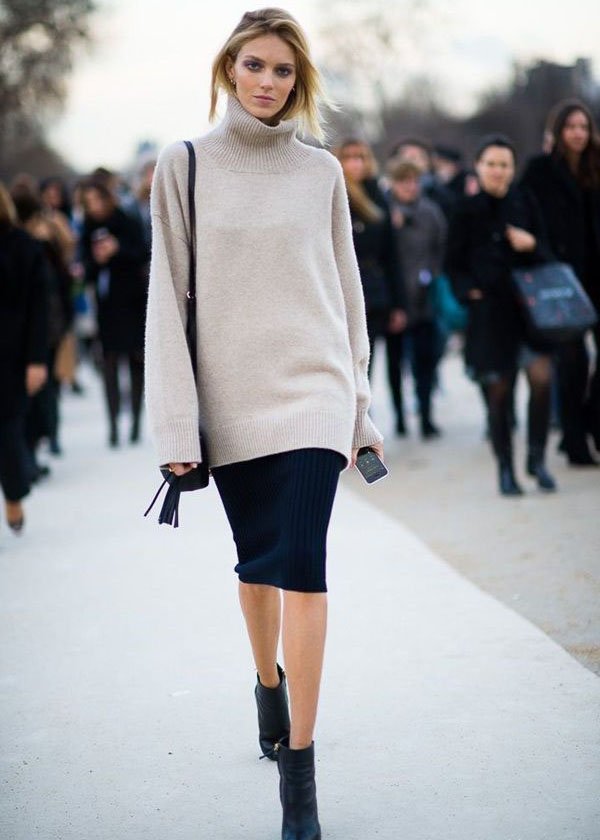 длинный свитер с юбкой карандаш