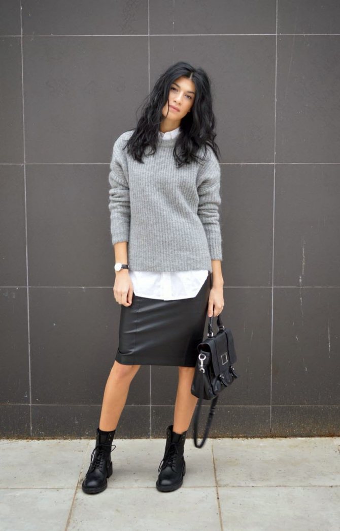 как носить свитер с юбкой карандаш